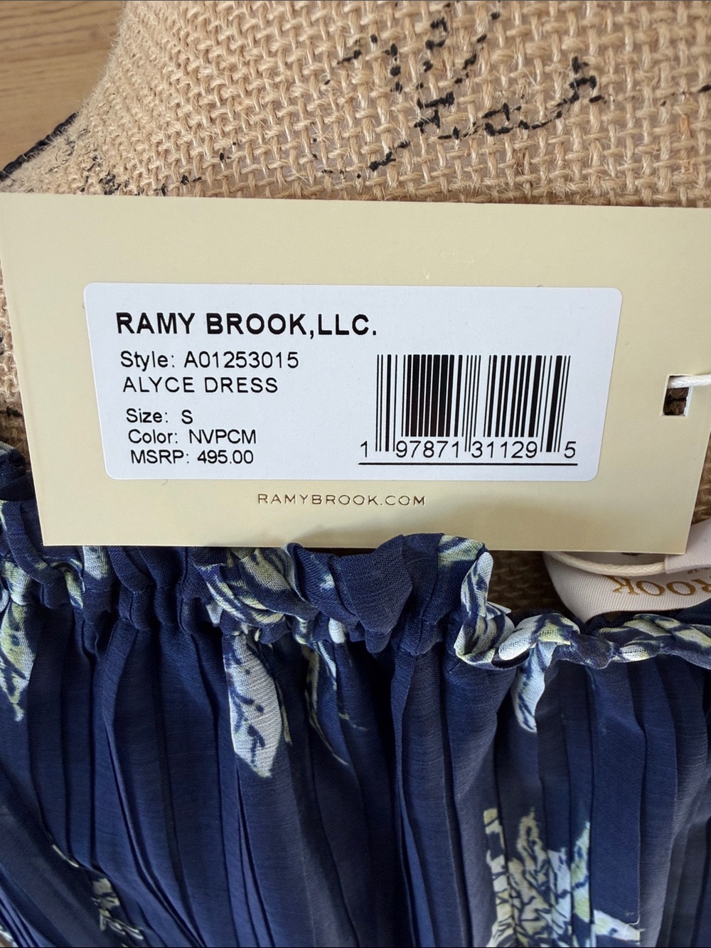 Ramy Brook Alyce Navy and White Floral Off-Shoulder Maxi Dress Small - Picture 3 of 6